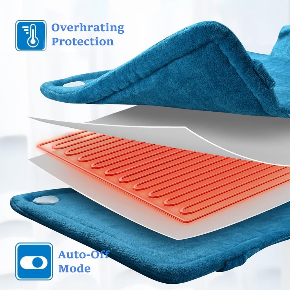 kibhous Heating Pad for Back, Neck and Shoulders, 24 x 33 inches with 10 Heating Levels ,Blue