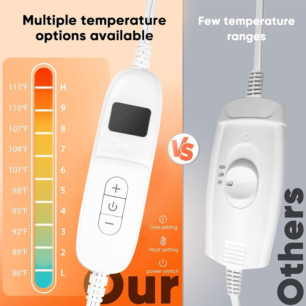 Heating Pad 12"x24" for Back, 10 Heating Setting ,Auto-off,Machine Washable ,Gifts for Dad Mom,Black