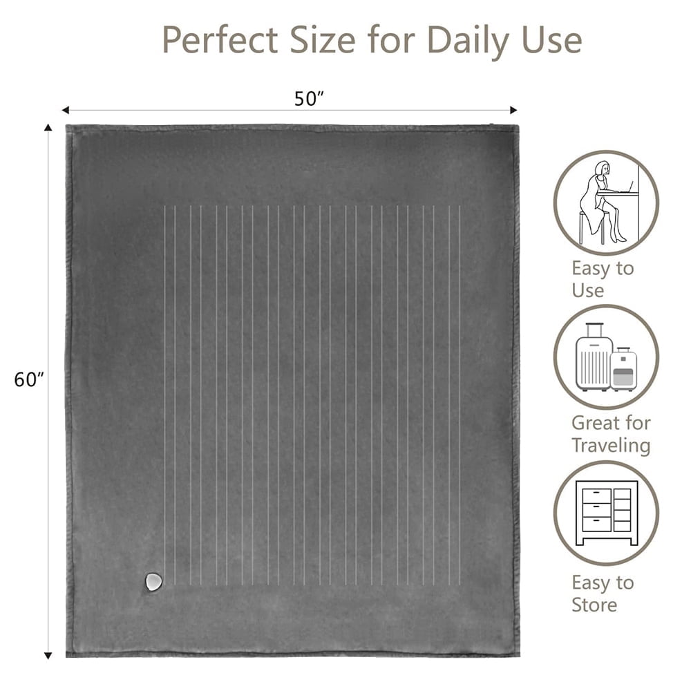 Electric Heated Blanket 50''x60'' with 3 Heating Levels, Automatically Shut Down After 4h with Overheat Protection Machine Washable(Dark Gray)