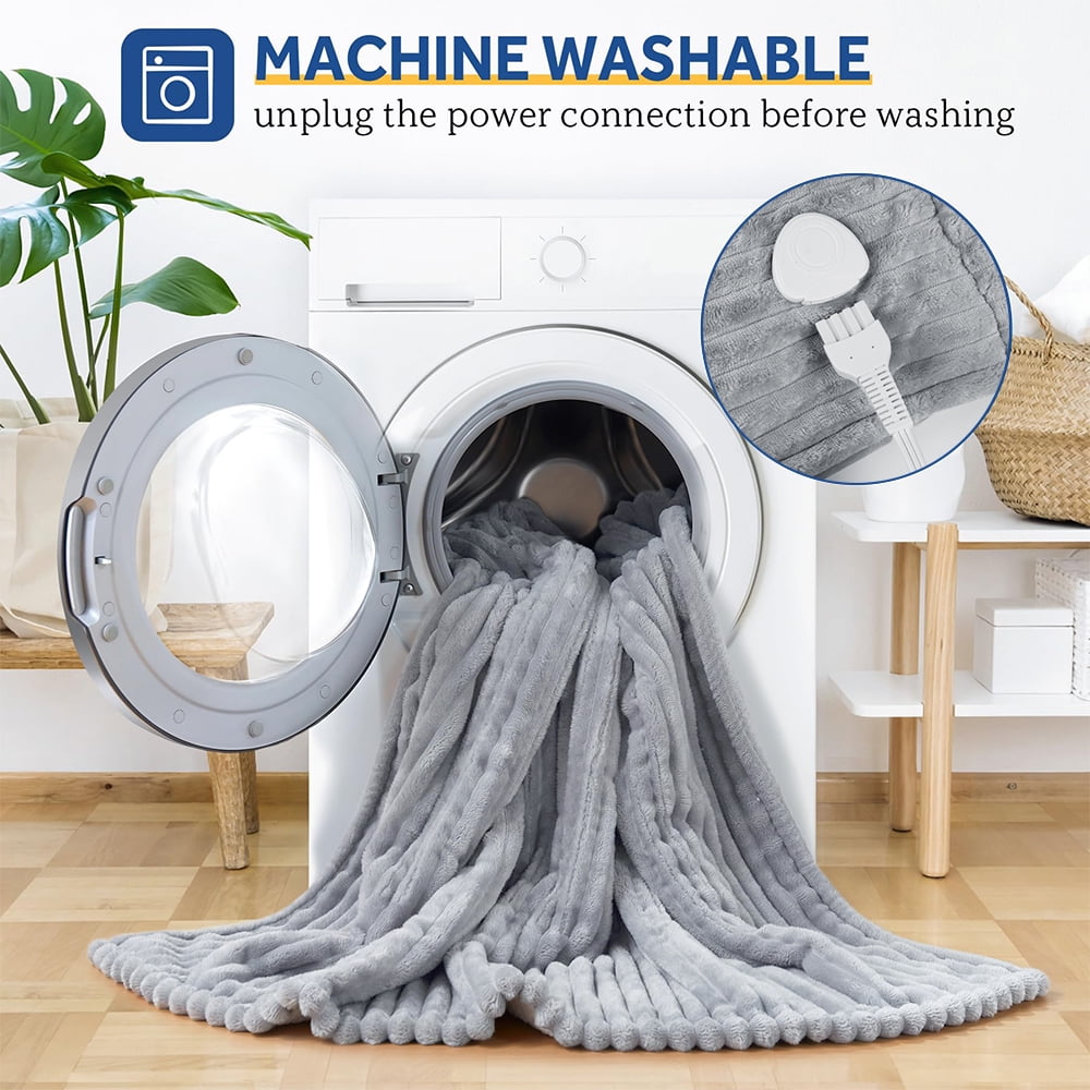 Electric Heated Blanket Twin size - 62"x84" Heating Blanket with 8 hours Auto-off, 10 Level Over-heat Protection, Soft Flannel
