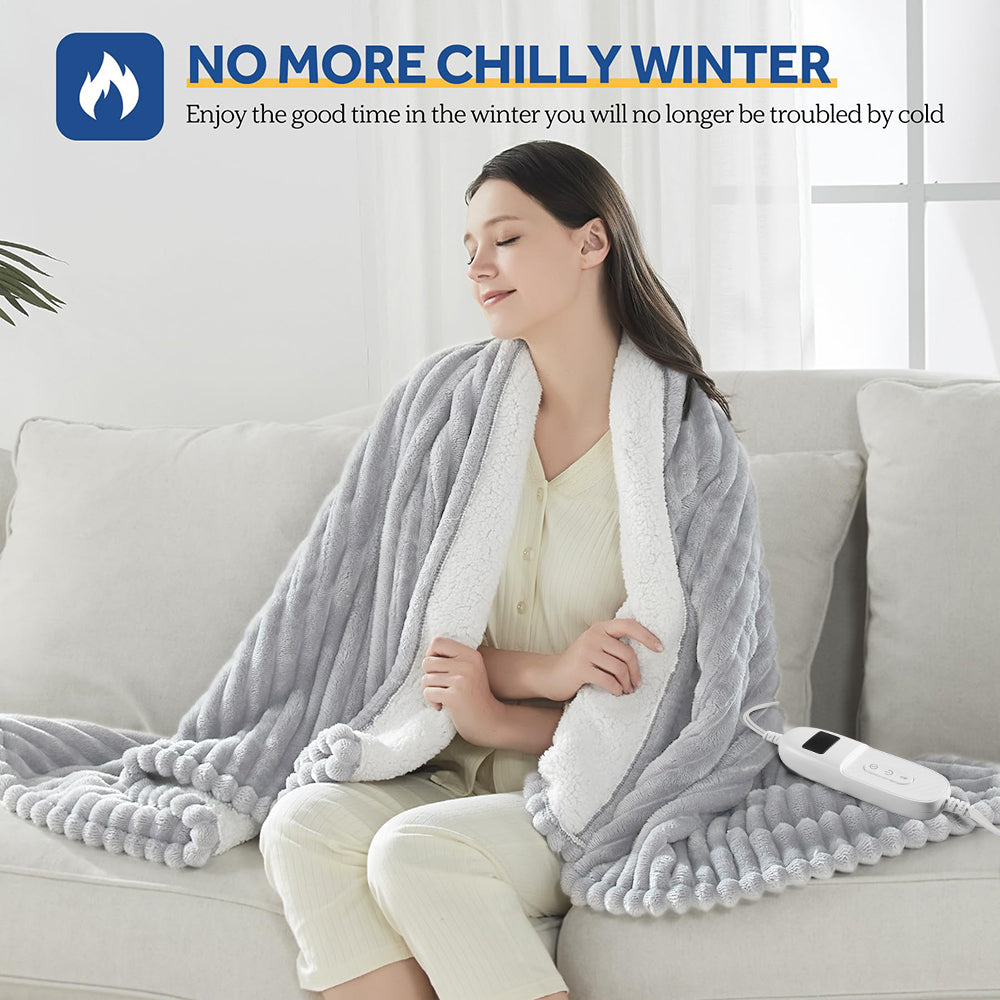 Heated Electric Throw Blanket, 50"x60", 6 Heat Levels, Auto-Off Timer, Machine Washable