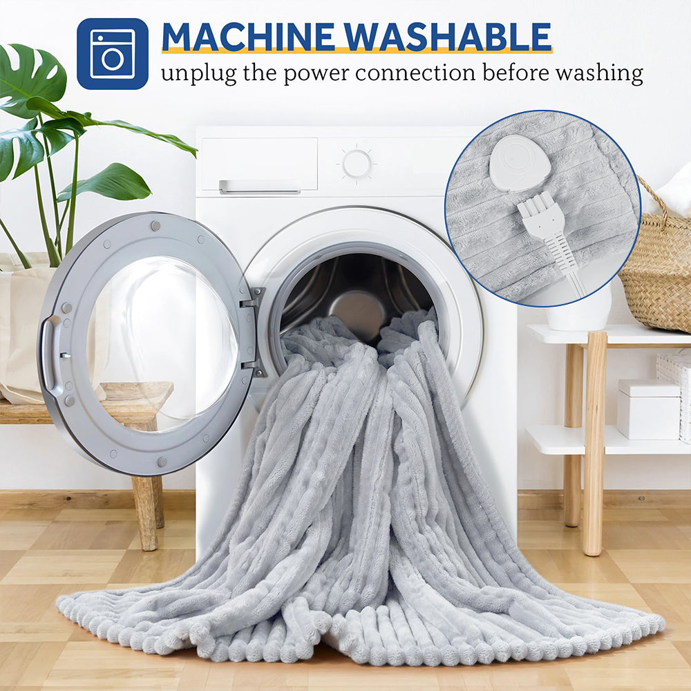 Heated Electric Throw Blanket, 50"x60", 6 Heat Levels, Auto-Off Timer, Machine Washable