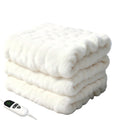 72"x84" Faux Rabbit Fur Heated Throw Blanket for Couch Bed Office, Fast-Heating, Ultra-Soft Plush Machine Washable Fabric with 6 Heat Settings, Auto Shut Off, White
