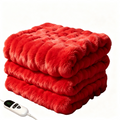 72"x84" Faux Rabbit Fur Heated Throw Blanket for Couch Bed Office, Fast-Heating, Ultra-Soft Plush Machine Washable Fabric with 6 Heat Settings, Auto Shut Off, Red