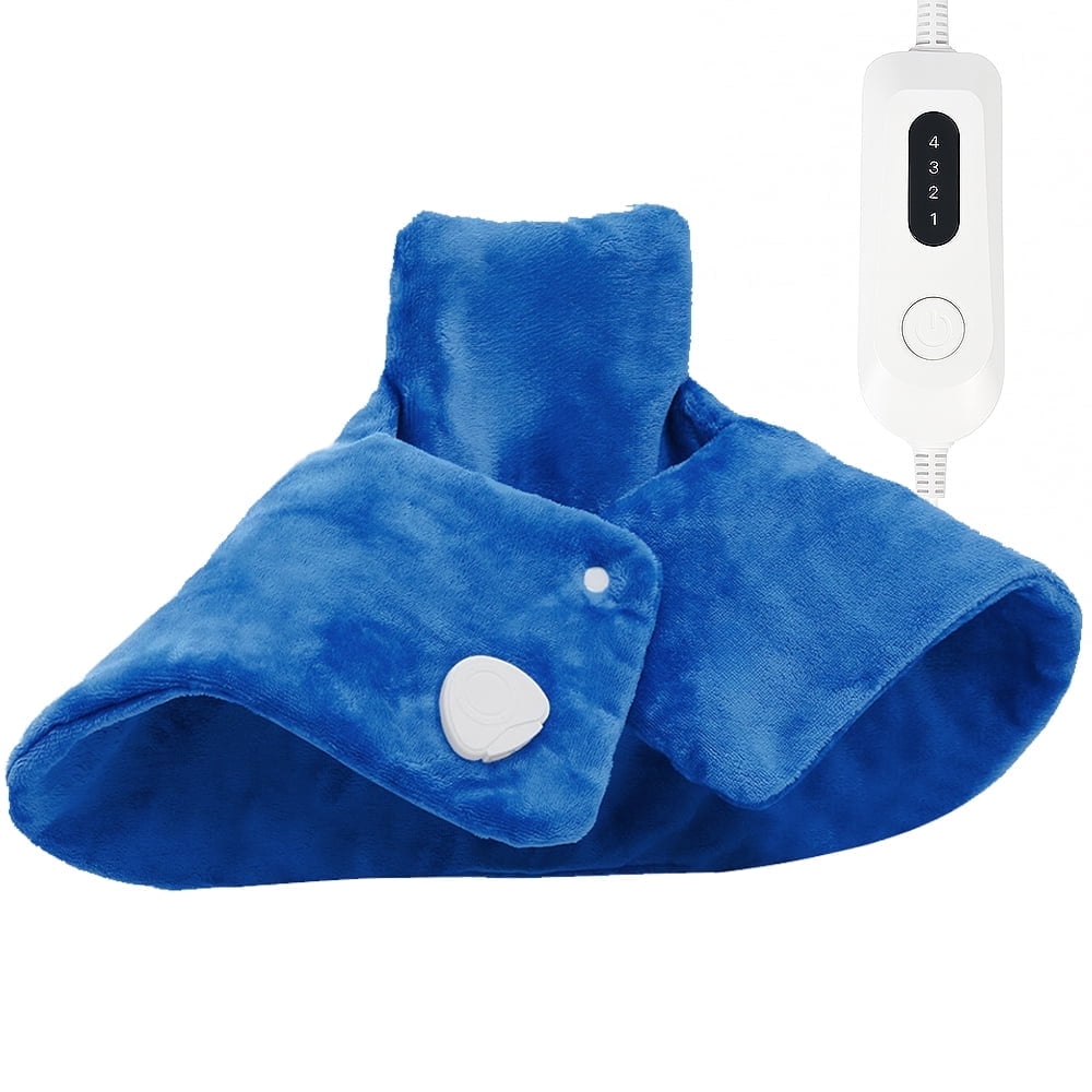kibhous Electric Heat Pad for Neck and Shoulders, Heating Pad with 4 Heat Settings & Auto Shut Off, Machine Washable Heating Pad, Gifts for Family, Blue