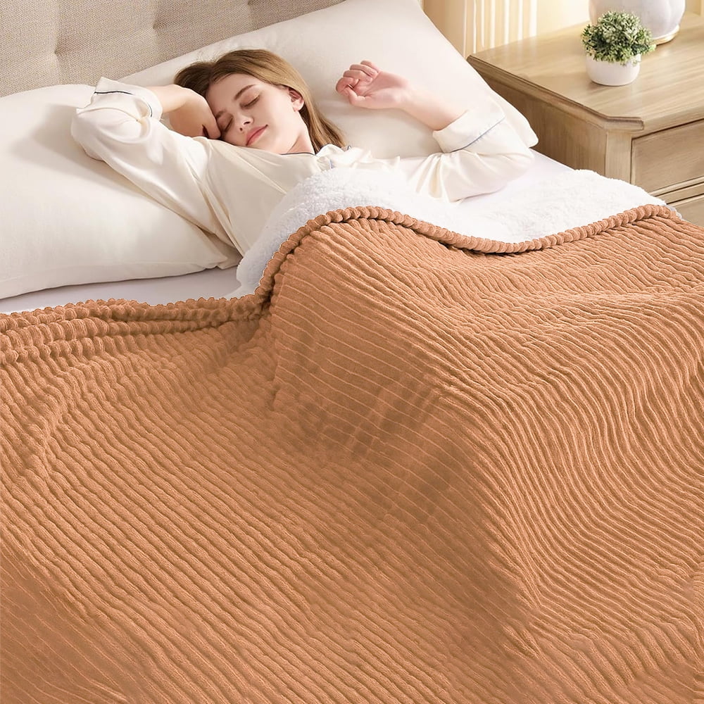 kibhous Electric Blanket Full Size, Brushed Flannel+Shu velveteen, 10 Heating Levels and 1-8 Hour Automatic Shutdown, Machine Washable, Brown,72 "x 84"