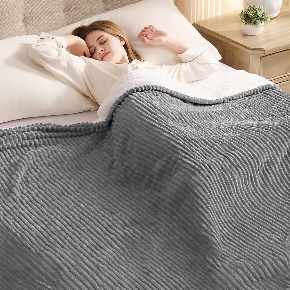 kibhous Electric Blanket Full Size, Brushed Flannel+Shu velveteen, 10 Heating Levels and 1-8 Hour Automatic Shutdown, Machine Washable, Gray, 72 "x 84"