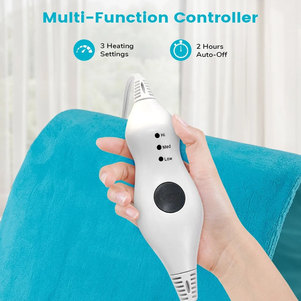 12" x 24" Heating Pad with 3 Heat Settings Auto Shut Off,Machine Washable Removable Cover Blue