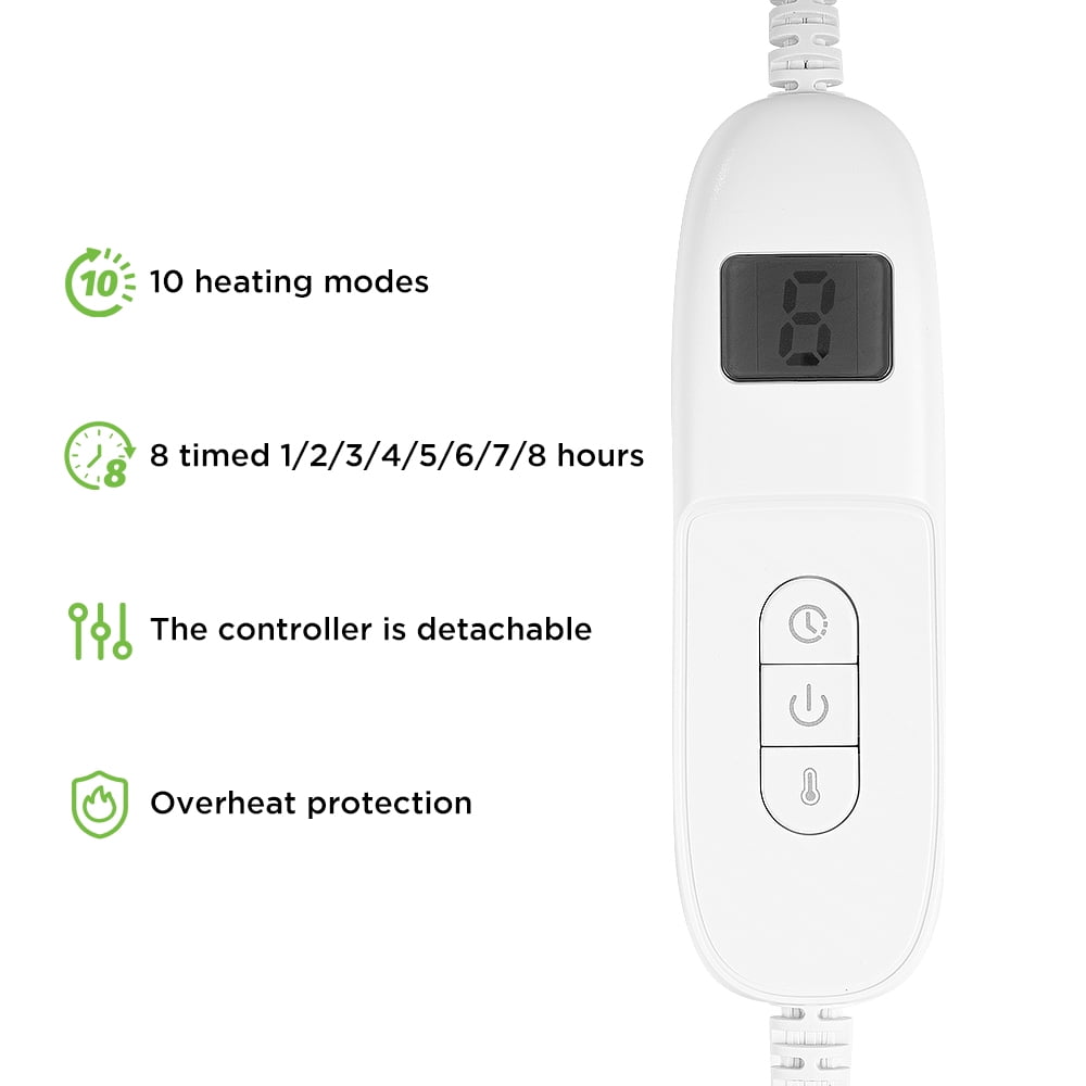 kibhous Electric Blanket Full Size,Flannel and Shu velveteen Heated Blanket with 10 Heating Levels & 1-8 Hours Auto Shut Off, Machine Washable, Beige, 80" x 84"