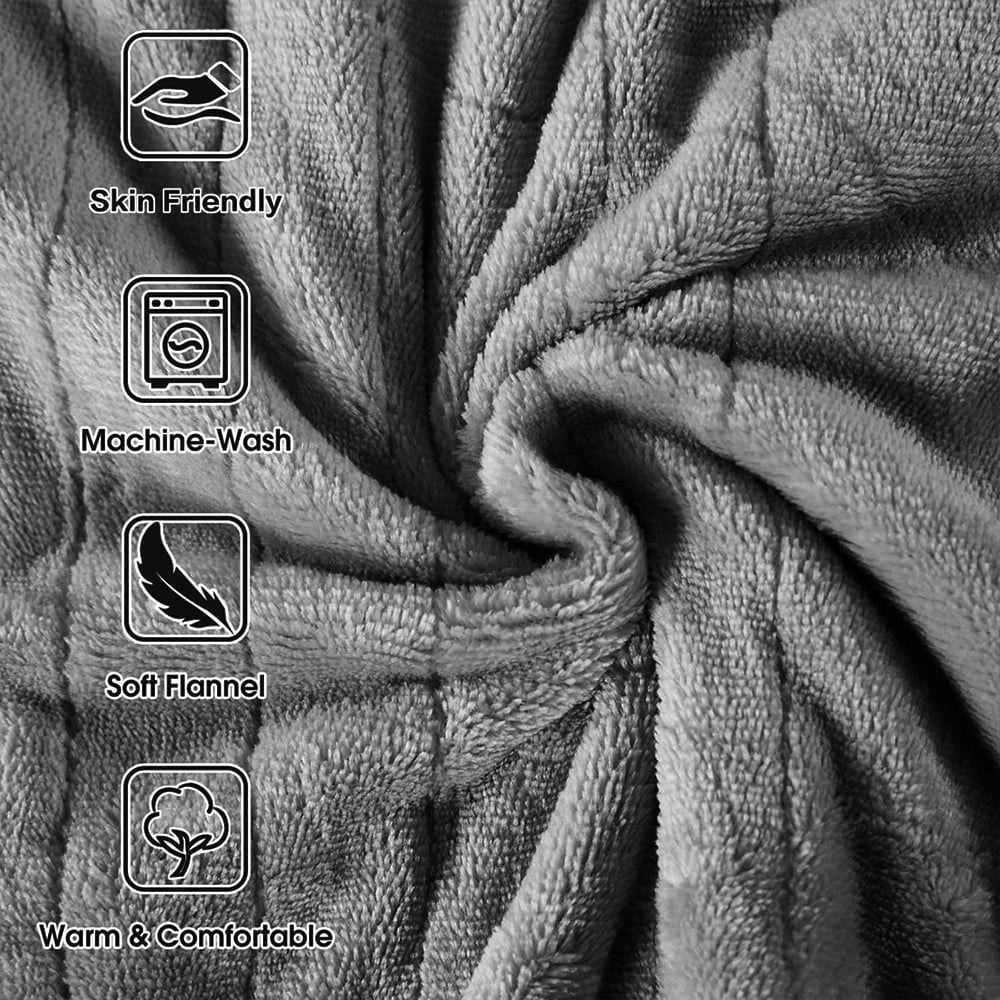 Electric Heated Blanket 50''x60'' with 3 Heating Levels, Automatically Shut Down After 4h with Overheat Protection Machine Washable(Dark Gray)