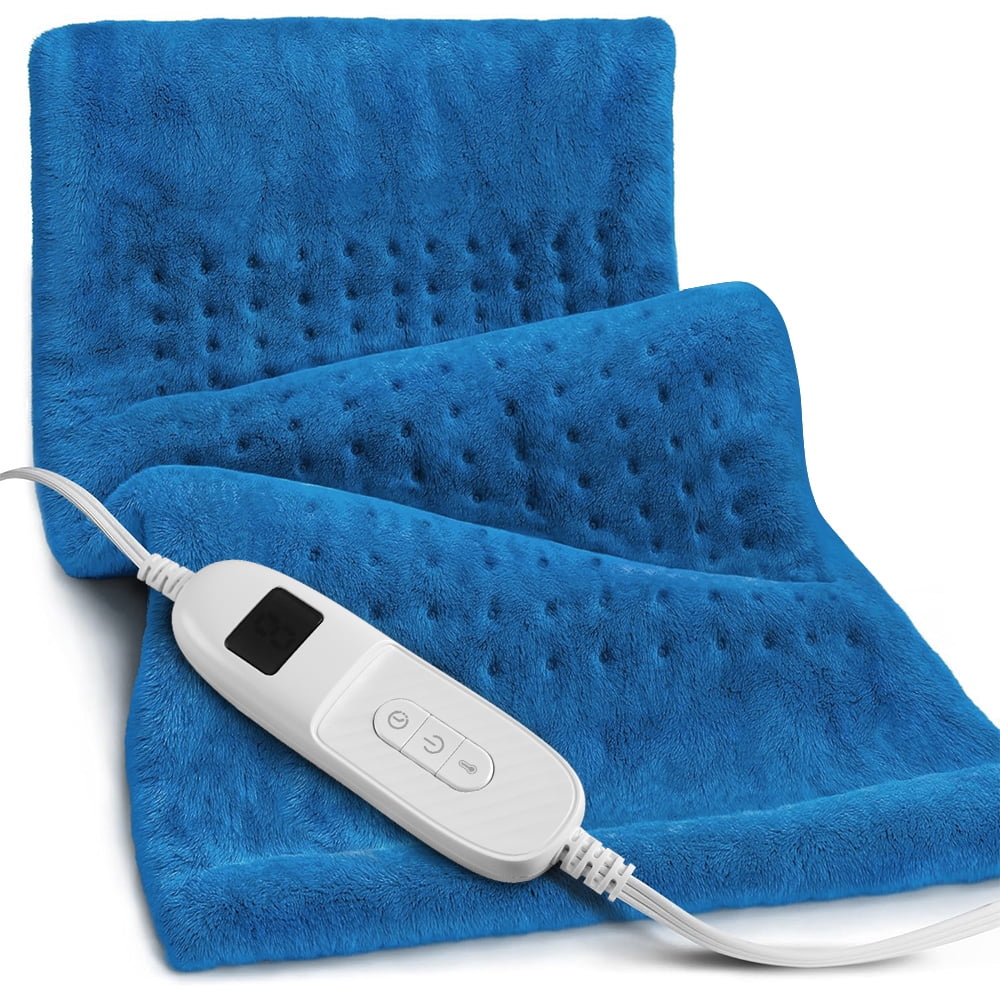 33"x17" Heating Pad Portable Heating Pad for Shoulder Neck, 2 Hours Auto Shut-off & 10 Temperatures, Blue