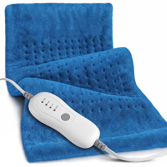 33"x17" Heating Pad Portable Heating Pad for Shoulder Neck, 2 Hours Auto Shut-off & 4 Temperatures, Blue