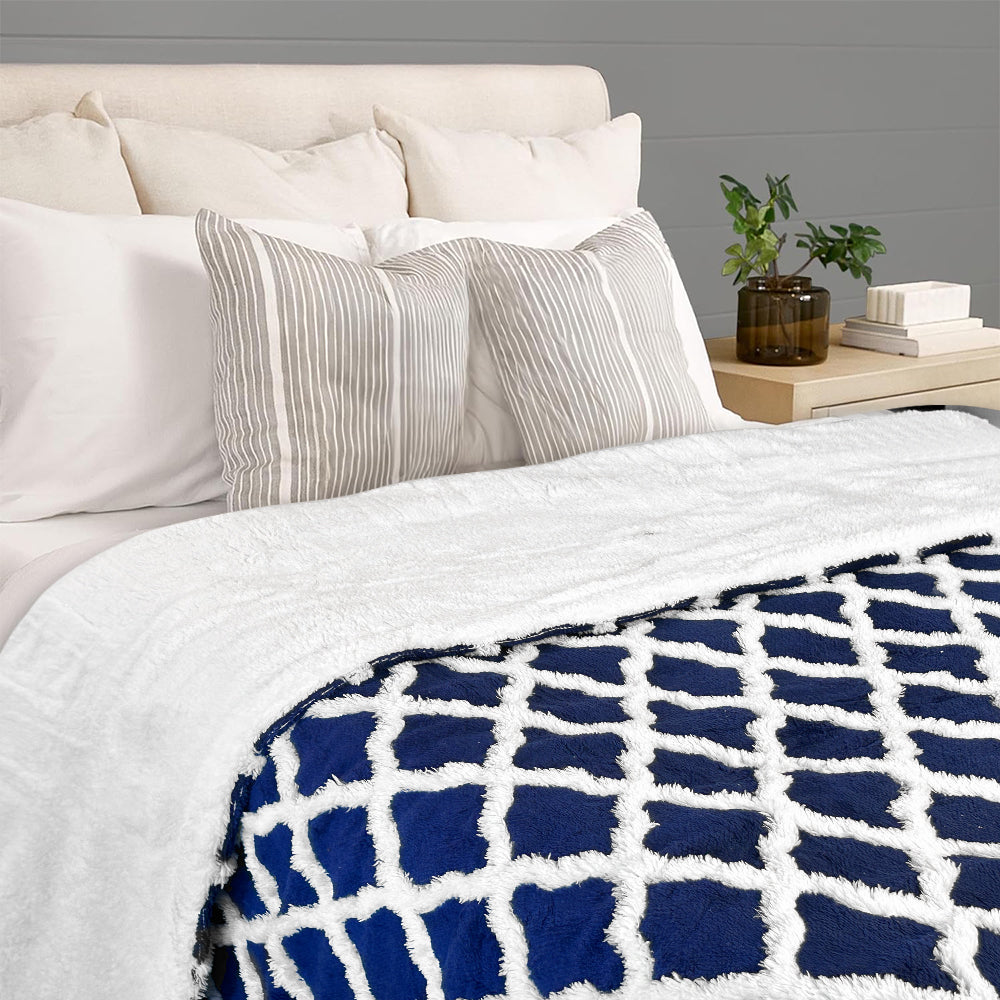 kibhous Heated Blanket Throw 50''X60''-with 6 Heating Levels ,8-Hour Selectable Auto Shut-Off (Blue)