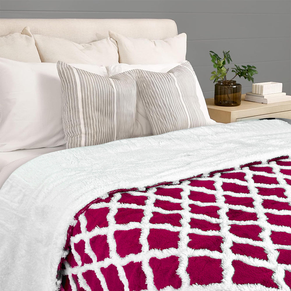 kibhous Heated Blanket Throw 50''X60''-with 6 Heating Levels ,8-Hour Selectable Auto Shut-Off (Red)