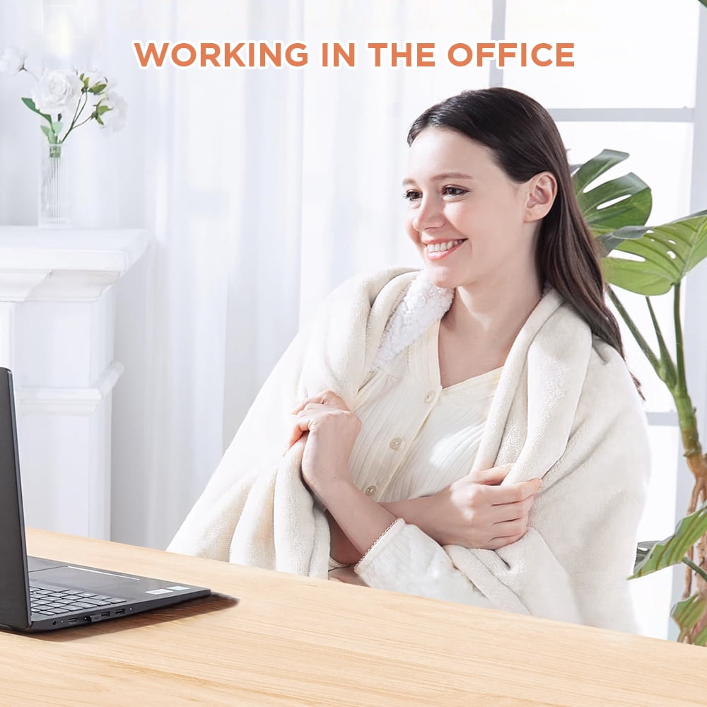 Electric Heated Blanket 100"×90" Flannel Blanket King Size with 10 Heating Levels & 8 Hours Auto Off Fast Heating, Beige