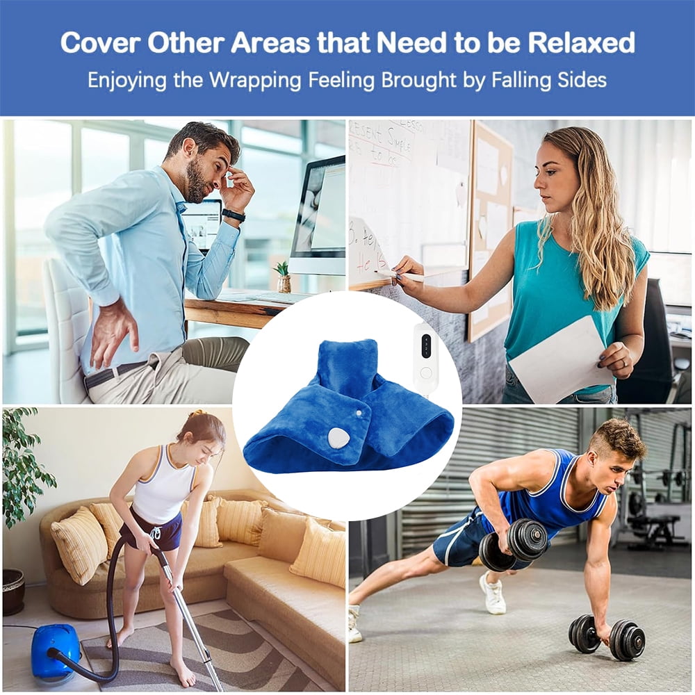 kibhous Electric Heat Pad for Neck and Shoulders, Heating Pad with 4 Heat Settings & Auto Shut Off, Machine Washable Heating Pad, Gifts for Family, Blue