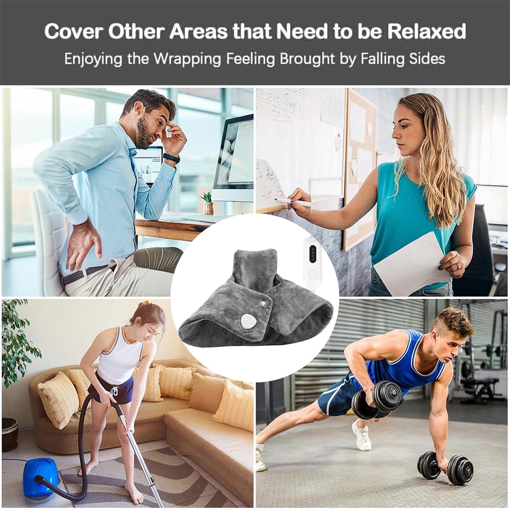 kibhous Electric Heat Pad for Neck and Shoulders, Heating Pad with 4 Heat Settings & Auto Shut off, Machine Washable Heating Pad, Gifts for Family, Gray