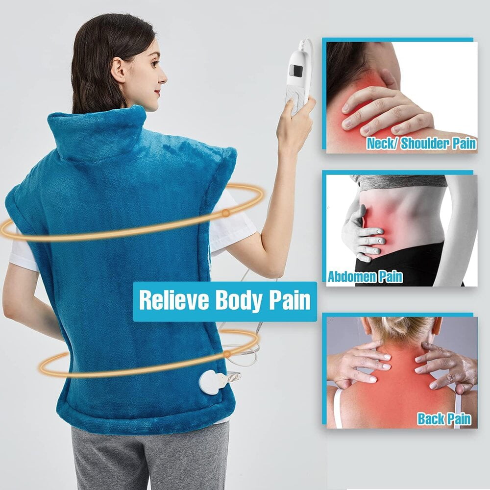 kibhous Heating Pad for Back, Neck and Shoulders, 24 x 33 inches with 10 Heating Levels ,Blue