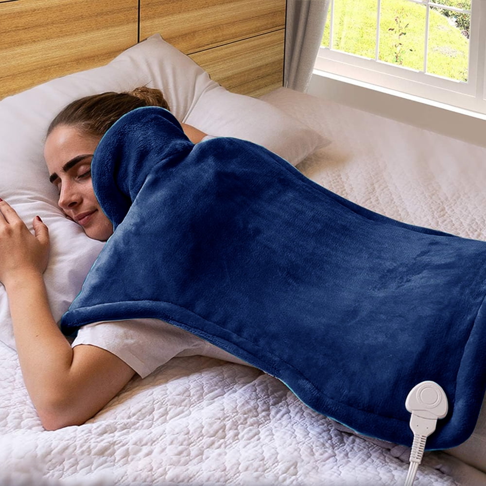 kibhous Heating Pad for Back, Neck and Shoulders, 24 x 33 inches with 10 Heating Levels , Dark Blue