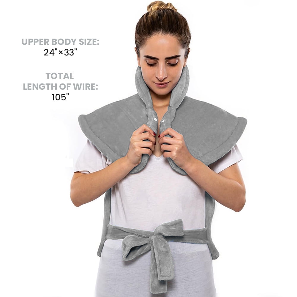 kibhous Heating Pad for Back, Neck and Shoulders, 24 x 33 inches with 10 Heating Levels ,Grey