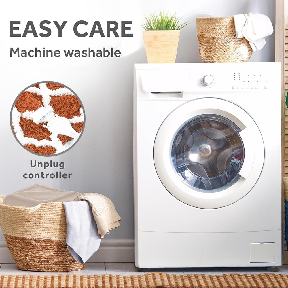 kibhous 50''X60'' Electric Heated Throw Blanket -with 6 Heating Levels , ETL Certified Machine Washable (Orange)