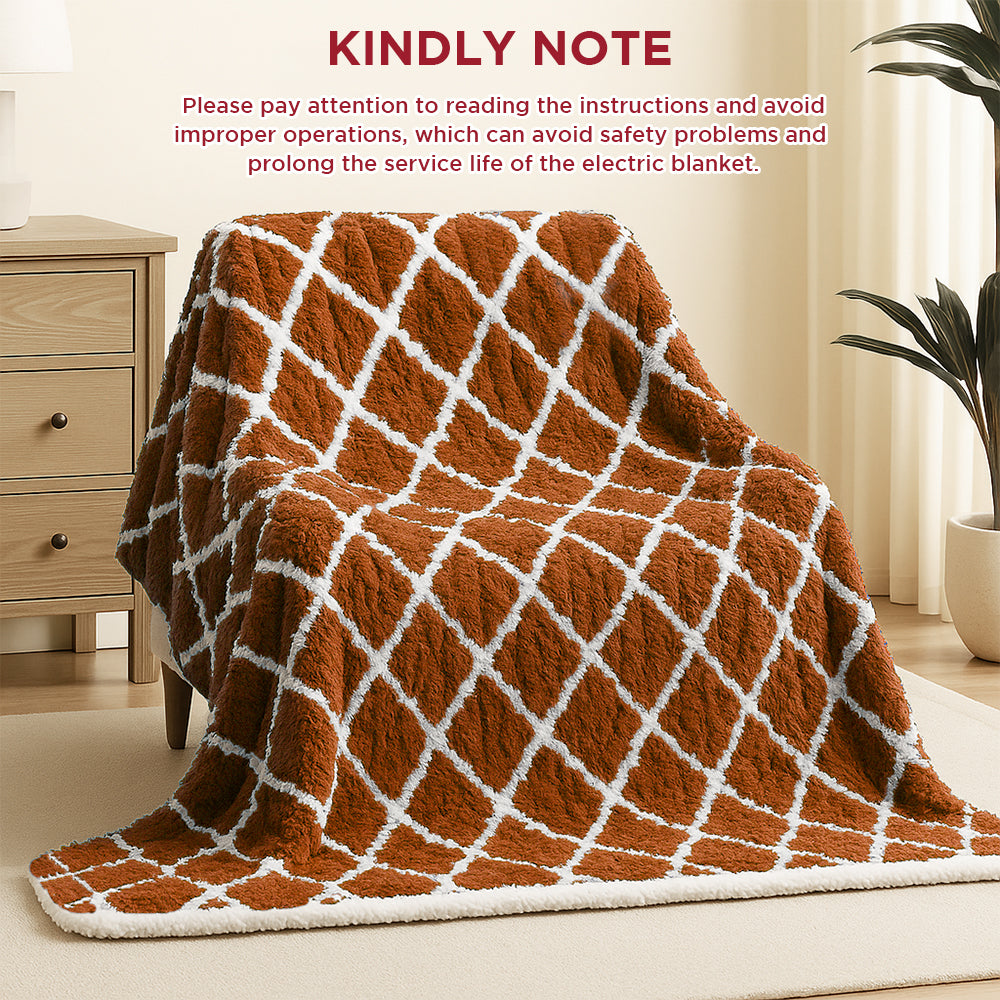 kibhous 50''X60'' Electric Heated Throw Blanket -with 6 Heating Levels , ETL Certified Machine Washable (Orange)
