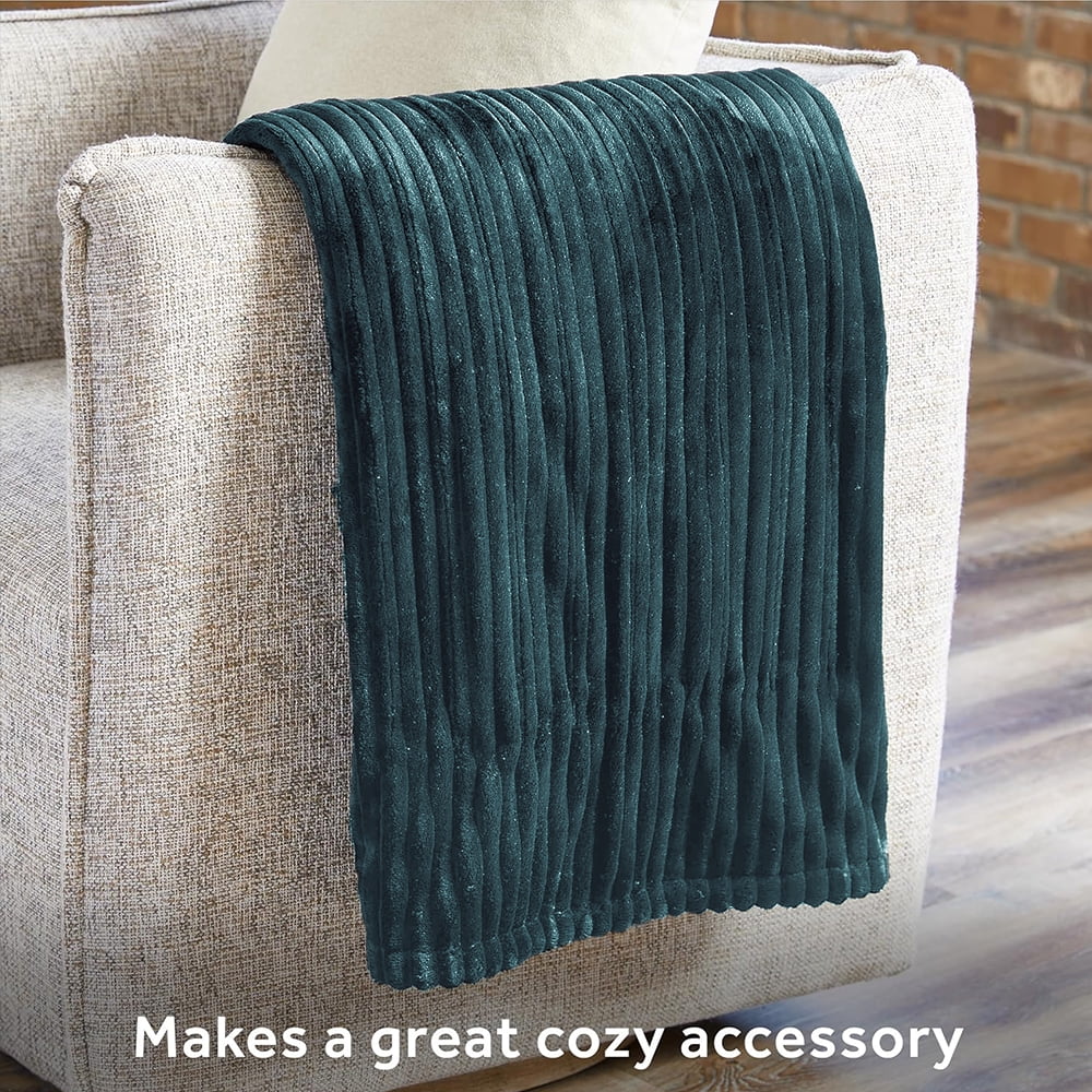 Heated Blanket Electric King Striped Flannel Blanket 90"x100" Electric Blanket with 6 Heat Settings 10 Hour Timer Auto Shut Off, Teal