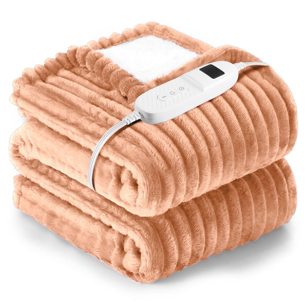 Electric Heated Blanket Twin size - 62"x84" Heating Blanket with 8 hours Auto-off, 10 Level Over-heat Protection, Soft Flannel