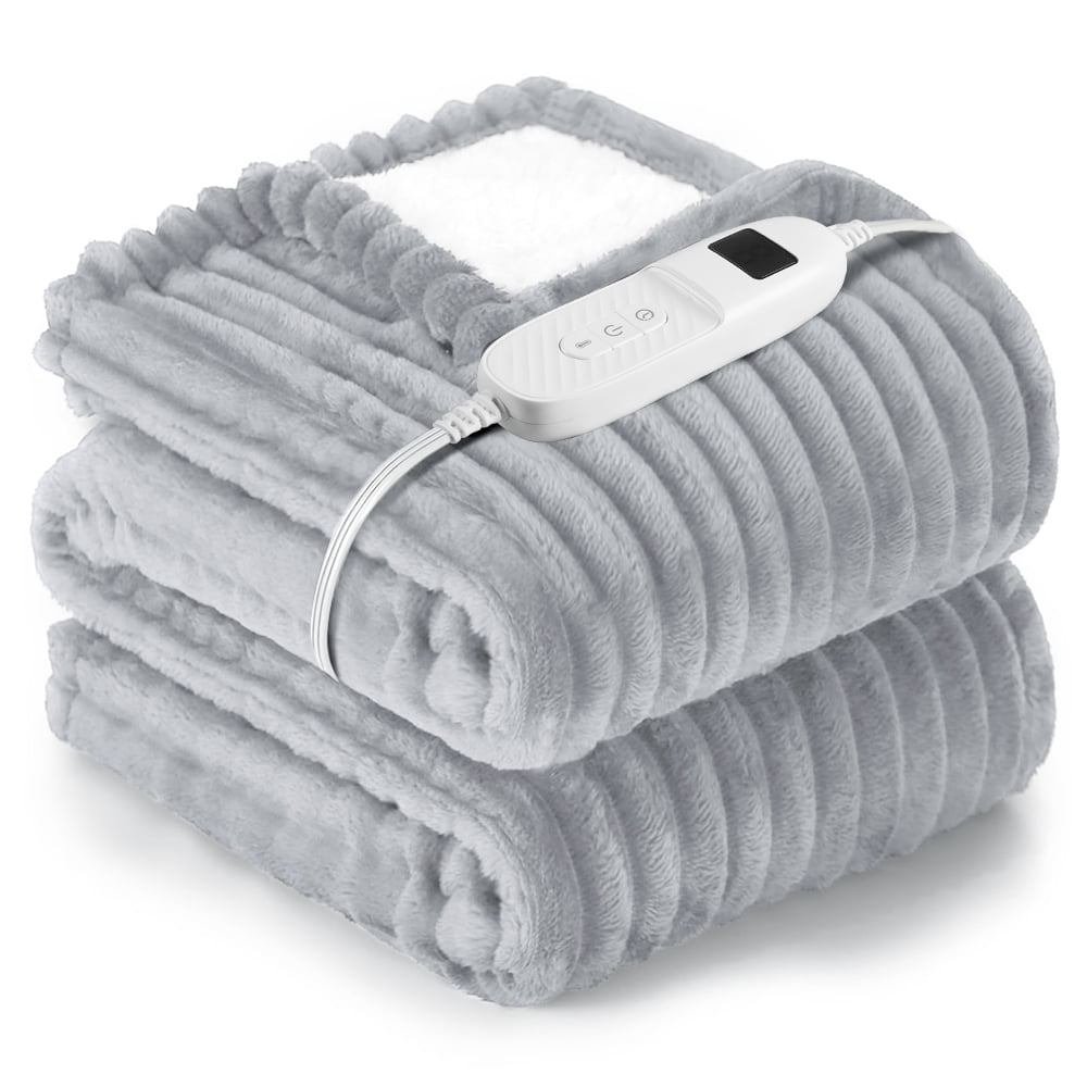Electric Heated Blanket Twin size - 62"x84" Heating Blanket with 8 hours Auto-off, 10 Level Over-heat Protection, Soft Flannel