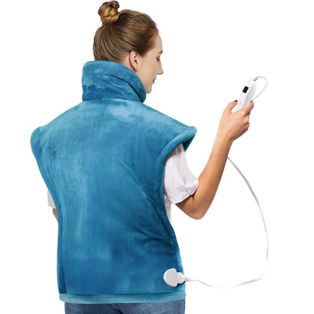 kibhous Heating Pad for Back, Neck and Shoulders, 24 x 33 inches with 10 Heating Levels ,Blue