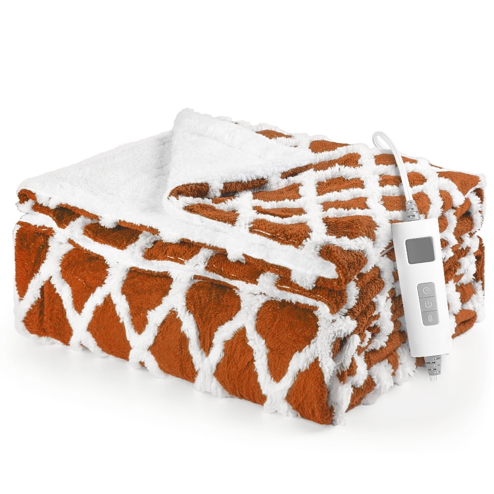 kibhous 72''X84'' Full Size Electric Heated Blanket -with 6 Heating Levels , 20-Hour Selectable Auto Shut-Off (Orange)