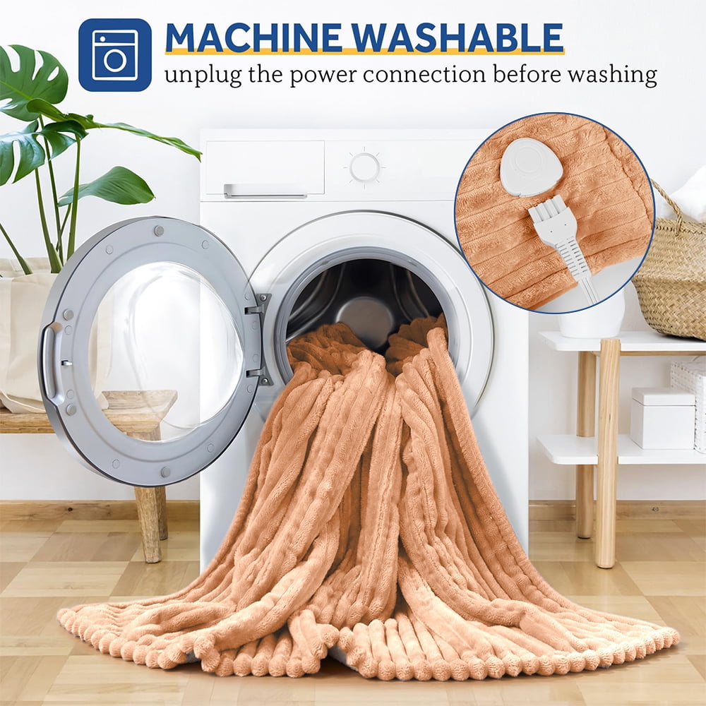 Electric Heated Blanket Twin size - 62"x84" Heating Blanket with 8 hours Auto-off, 10 Level Over-heat Protection, Soft Flannel