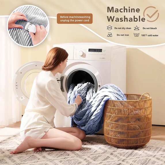 COWIN Electric Blanket Full Size, Brushed Flannel+Cotton Fleece, 10 Heating Levels and 1-8 Hour Automatic Shutdown, Machine Washable, Silvery Gray, 72 "x 84"
