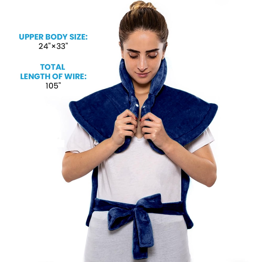 kibhous Heating Pad for Back, Neck and Shoulders, 24 x 33 inches with 10 Heating Levels , Dark Blue