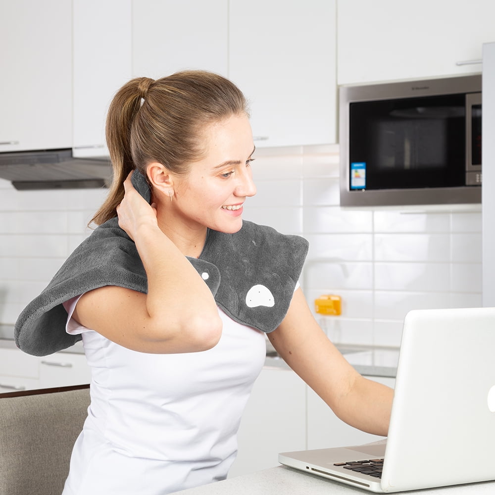 kibhous Electric Heat Pad for Neck and Shoulders, Heating Pad with 4 Heat Settings & Auto Shut off, Machine Washable Heating Pad, Gifts for Family, Gray