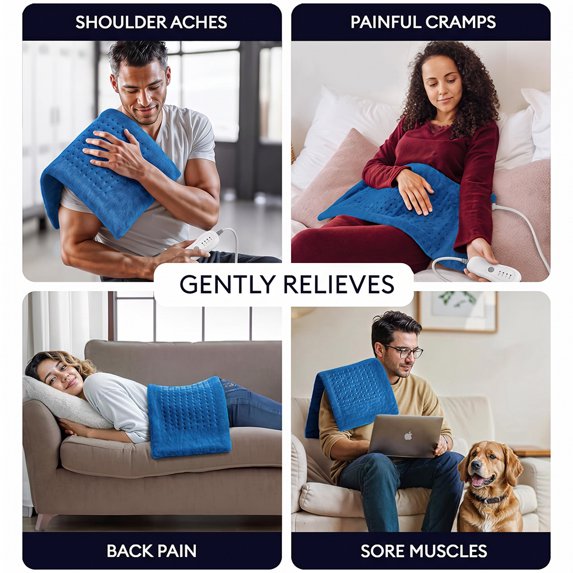 33"x17" Heating Pad Portable Heating Pad for Shoulder Neck, 2 Hours Auto Shut-off & 4 Temperatures, Blue