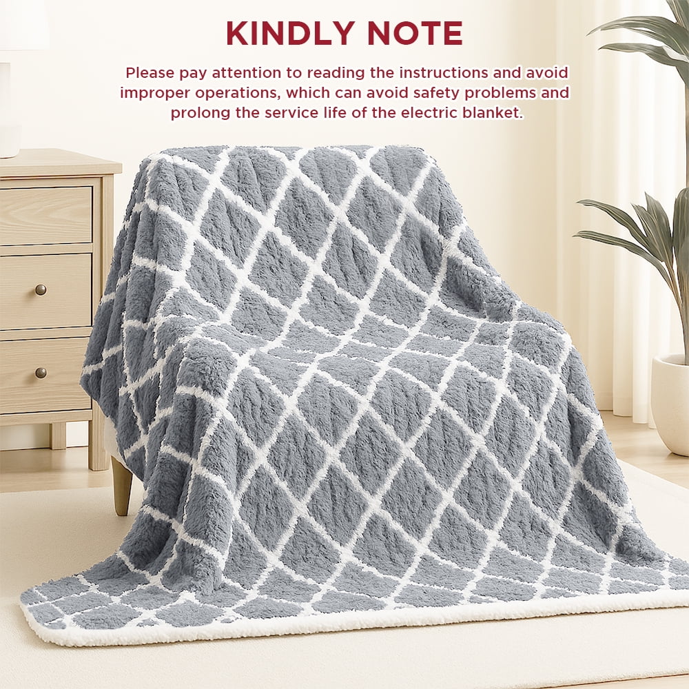 72''X84'' Full Size Electric Heated Blanket-with 6 Heating Levels ,20-Hour Selectable Auto Shut-Off (Gray)