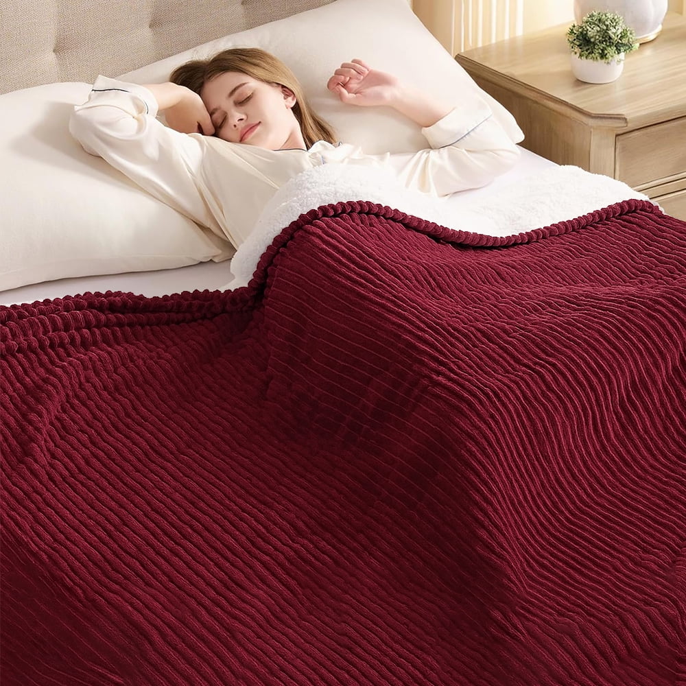 kibhous Electric Blanket Full Size, Brushed Flannel+Shu velveteen, 10 Heating Levels and 1-8 Hour Automatic Shutdown, Machine Washable, Red, 72 "x 84"