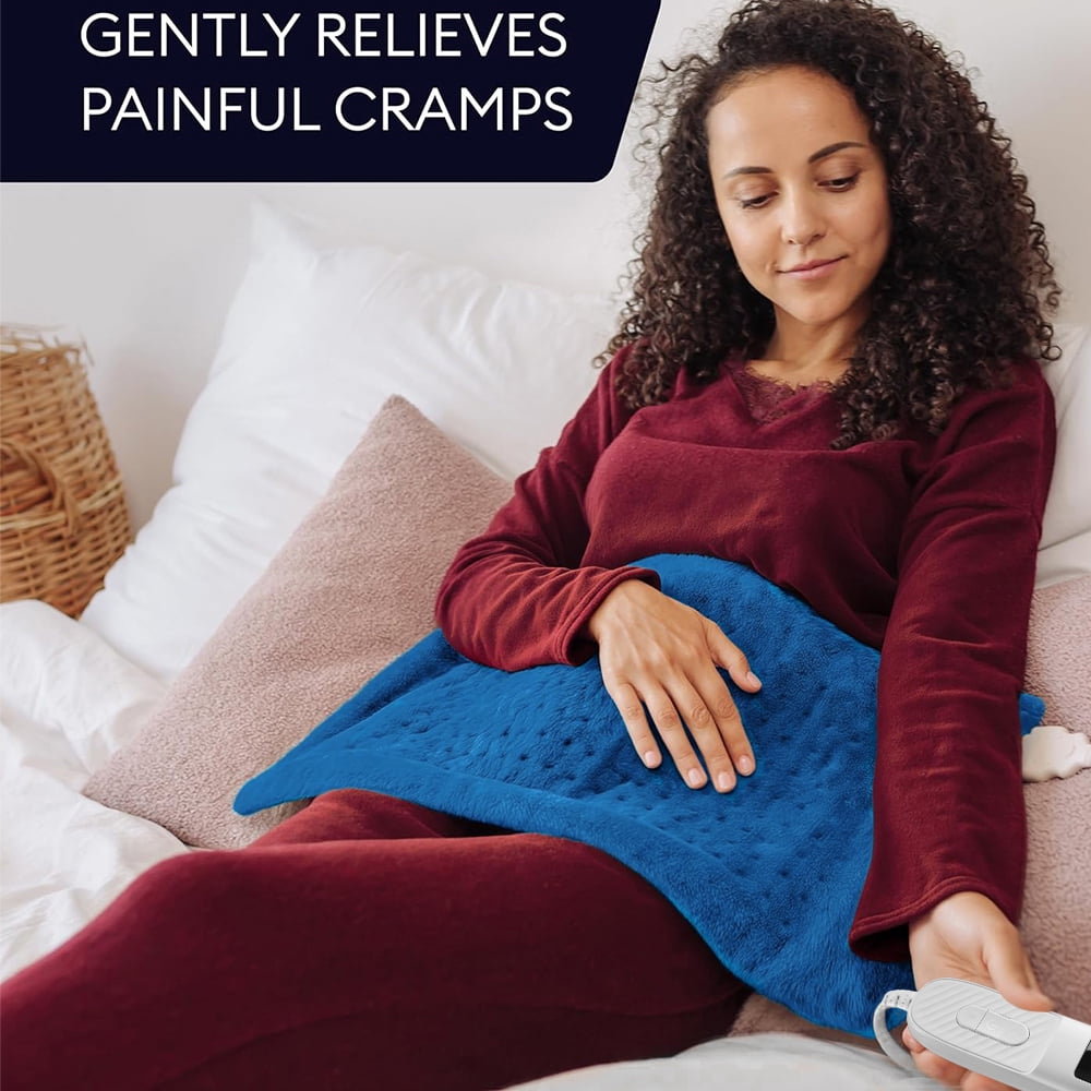 33"x17" Heating Pad Portable Heating Pad for Shoulder Neck, 2 Hours Auto Shut-off & 10 Temperatures, Blue