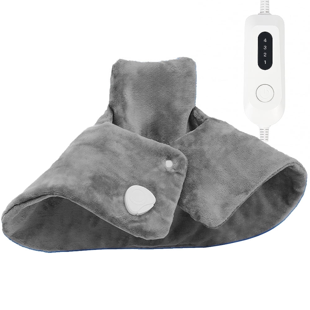 kibhous Electric Heat Pad for Neck and Shoulders, Heating Pad with 4 Heat Settings & Auto Shut off, Machine Washable Heating Pad, Gifts for Family, Gray