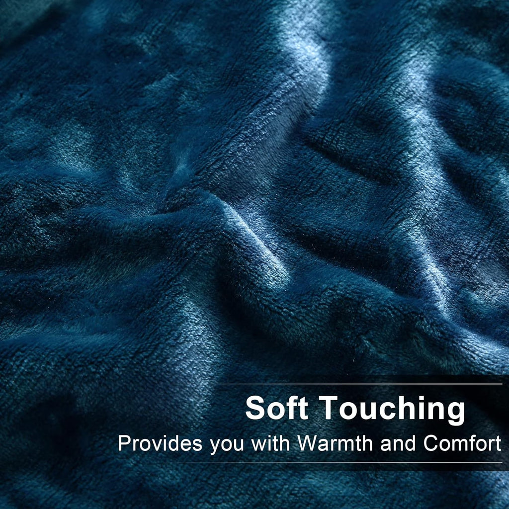 Throw Blanket for Couch - Thick and Warm Blanket for Winter, Soft and Fuzzy Throw Blanket for Sofa, Fall Throw Blanket, 63" × 51" Letter Printed Blanket, Blue