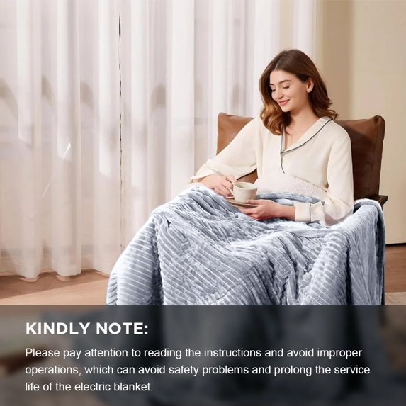 COWIN Electric Blanket Full Size, Brushed Flannel+Cotton Fleece, 10 Heating Levels and 1-8 Hour Automatic Shutdown, Machine Washable, Silvery Gray, 72 "x 84"