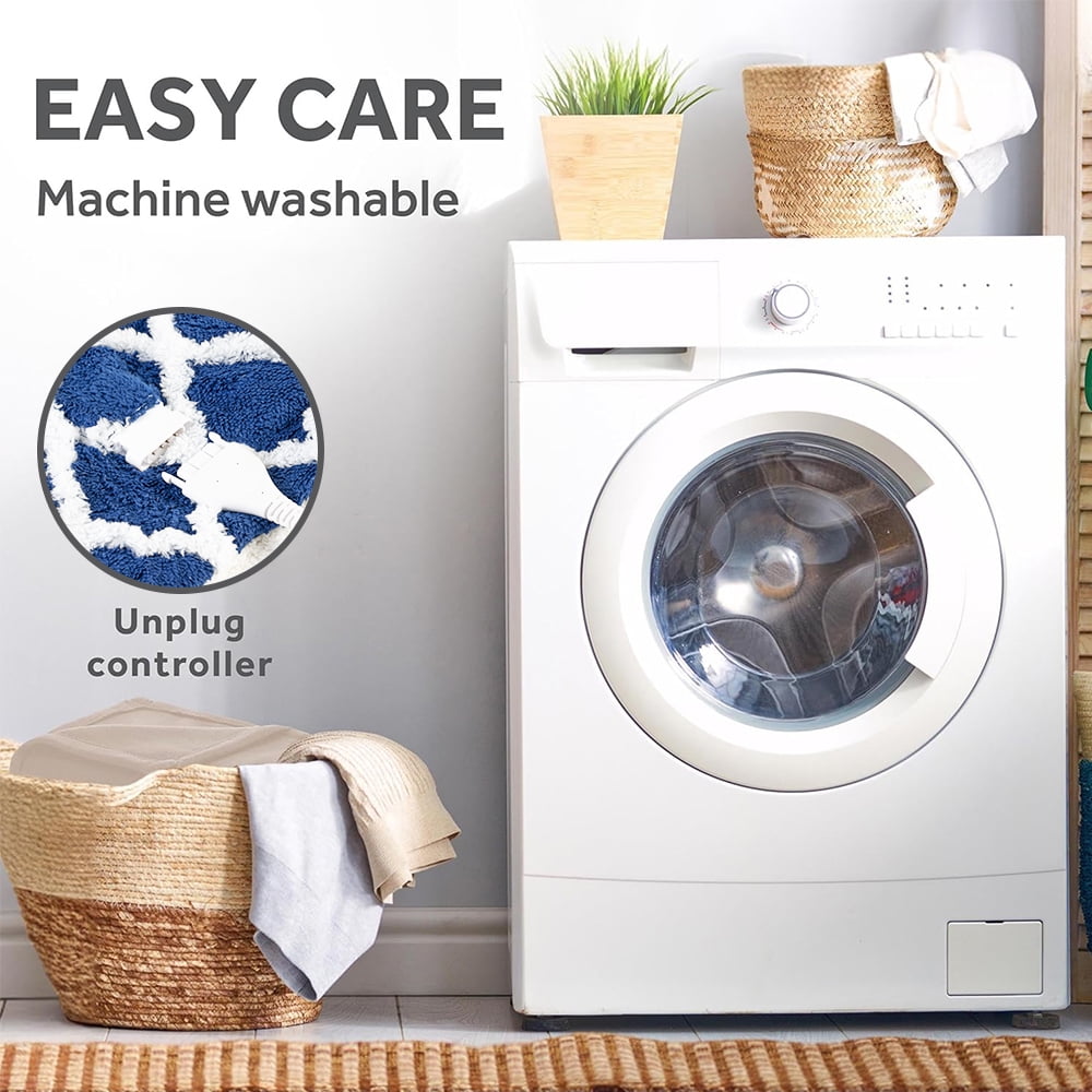 kibhous 62''X84'' Twin Size Electric Heated Blanket-with 6 Heating Levels ,20-Hour Selectable Auto Shut-Off (Blue)