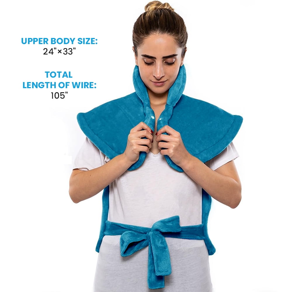 kibhous Heating Pad for Back, Neck and Shoulders, 24 x 33 inches with 10 Heating Levels ,Blue