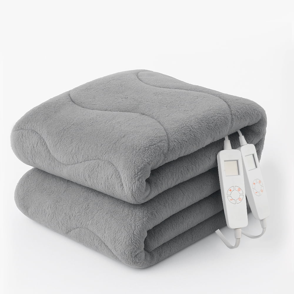 Heated Mattress Pad Queen Size, 80"x60" Electric Bed Warmer with Dual Controller 6 Heat Settings & Auto off, Deep Pocket Fit Machine Washable, Gray