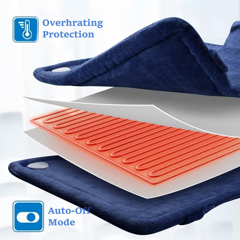 kibhous Heating Pad for Back, Neck and Shoulders, 24 x 33 inches with 10 Heating Levels , Dark Blue