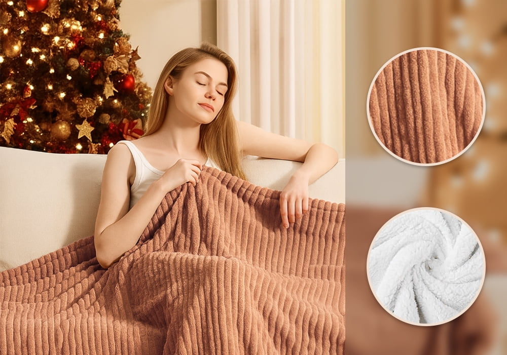 kibhous Electric Blanket Full Size, Brushed Flannel+Shu velveteen, 10 Heating Levels and 1-8 Hour Automatic Shutdown, Machine Washable, Brown,72 "x 84"