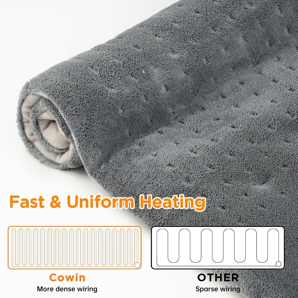 kibhous 12''x24'' Weighted Heating Pad for Back Shoulders, Fast-Heating, Soft Machine Wash Fabric with 3 Heat Settings, Auto Shut Off, Gray