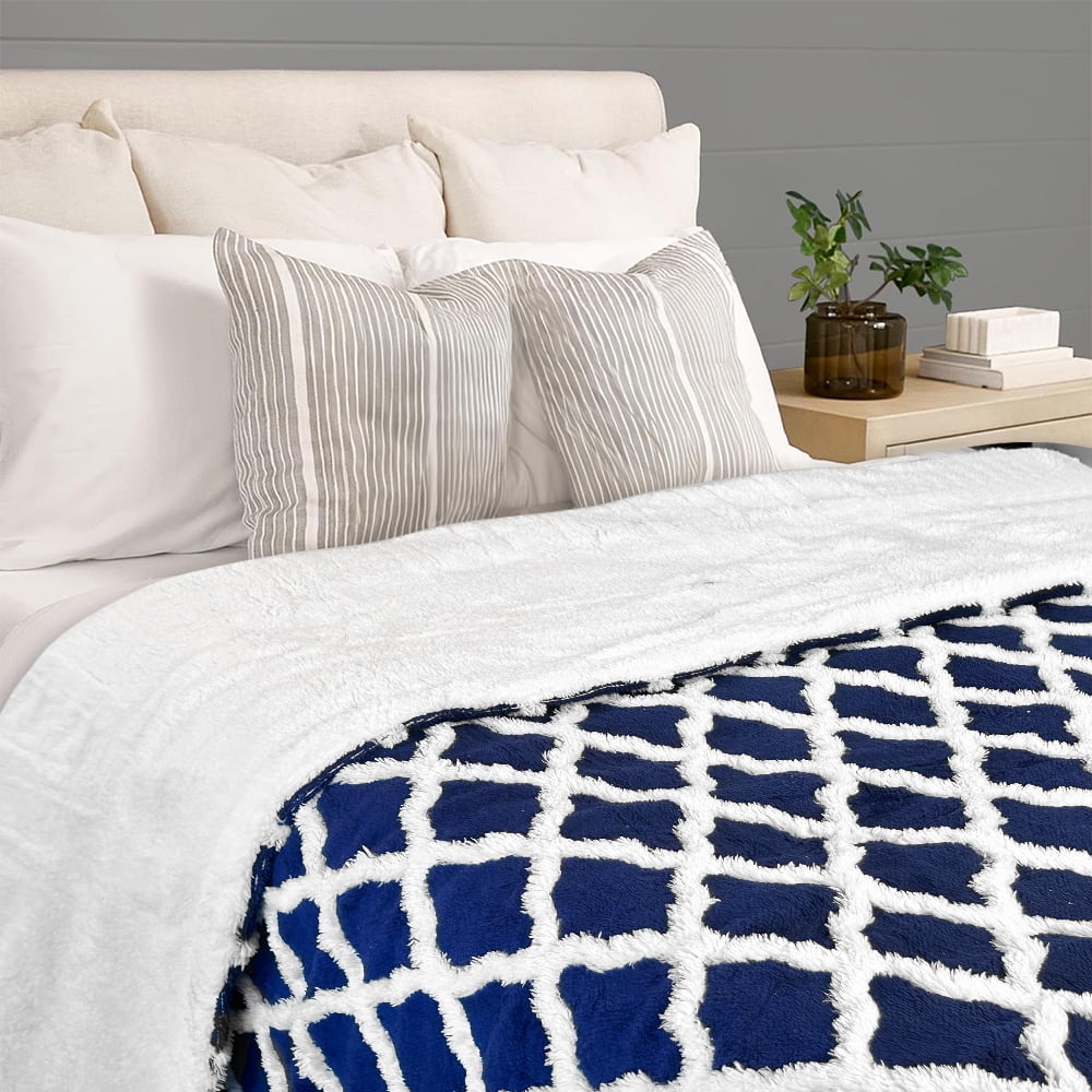 kibhous 84''X90'' Queen Size Electric Heated Blanket -with 6 Heating Levels ,20-Hour Selectable Auto Shut-Off (Blue)